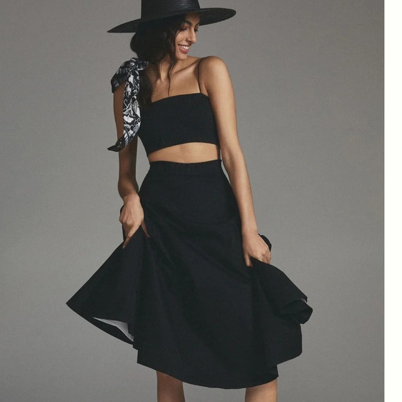 NWOT Maeve Micro Tube Top Spaghetti Strap Smocked Crop Top Black Medium - Picture 4 of 13